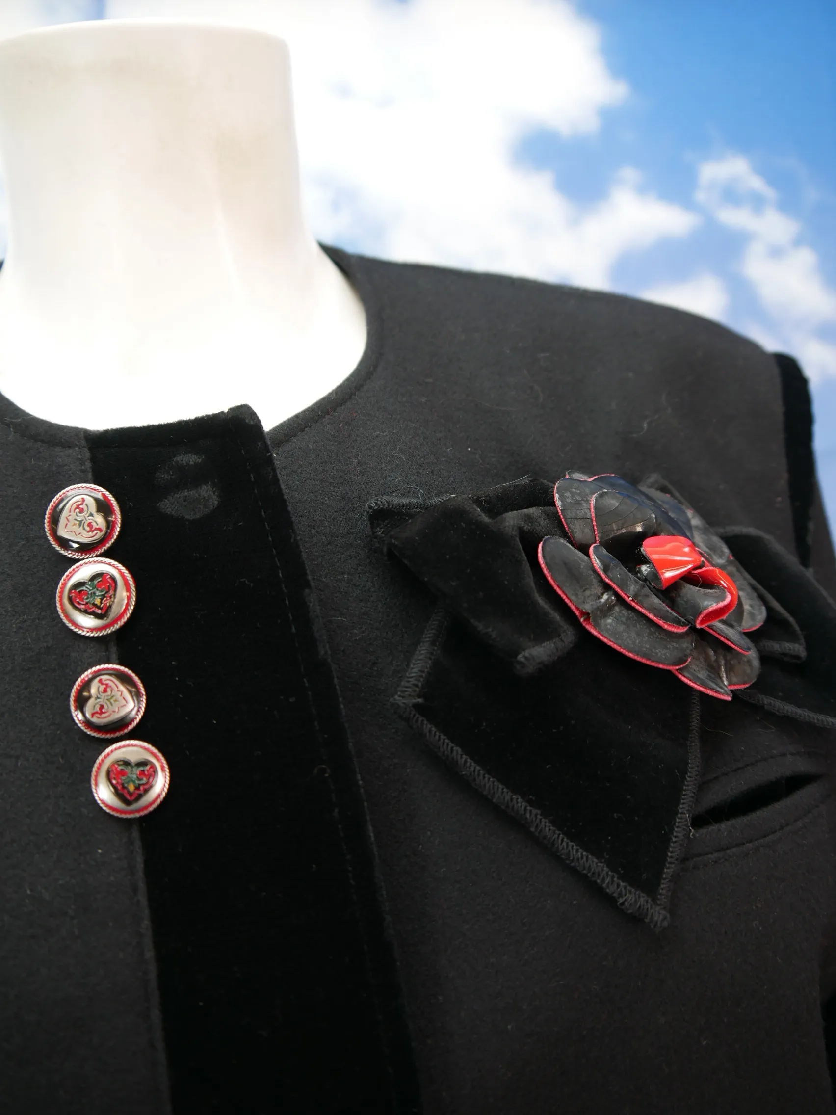 Basler schwarz Loden mit Samtschleife wunderschöne Trachtenjacke Jacke Gr.46