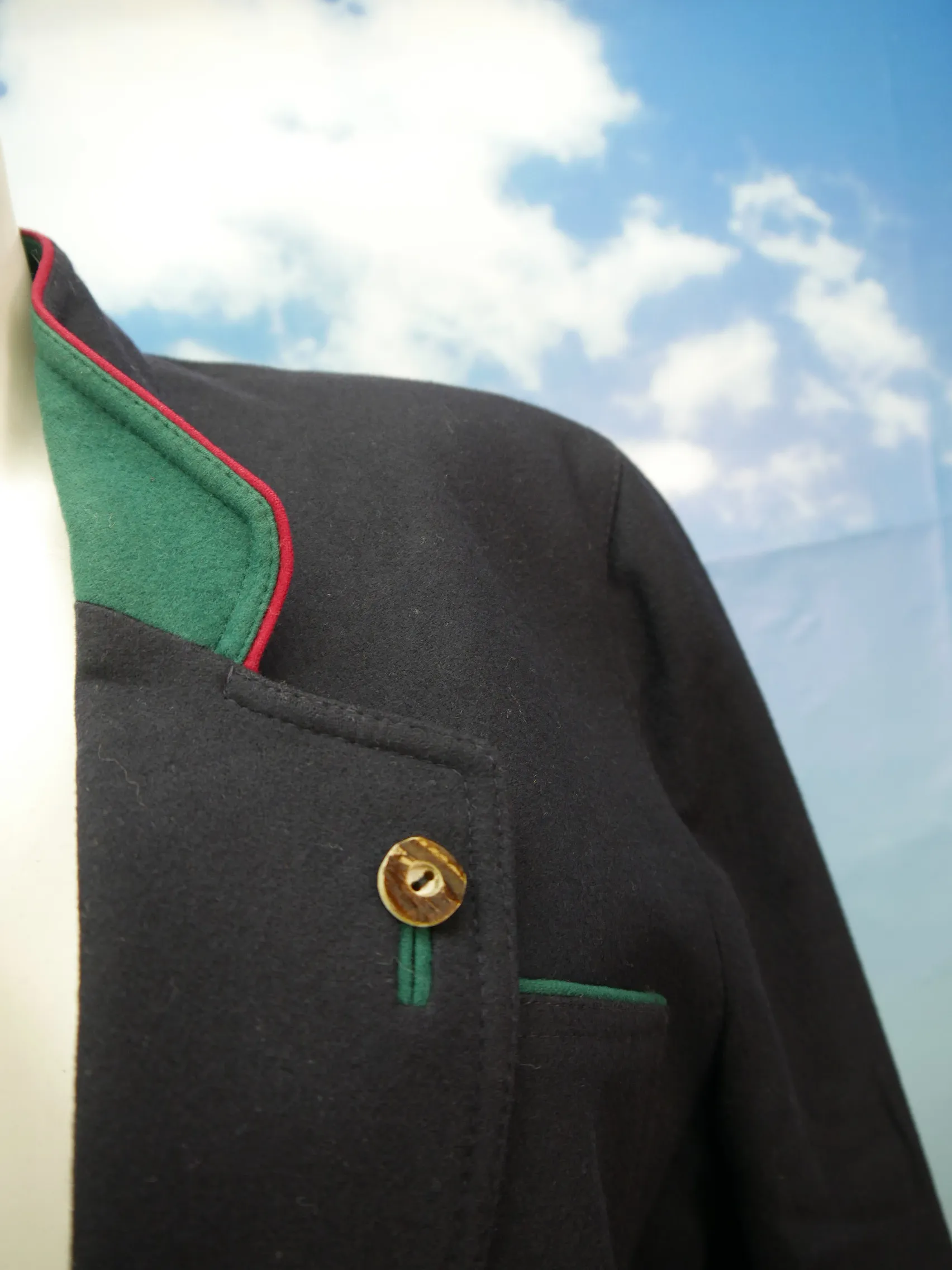 Julius Lang neuwertig blau Loden mit Hirschhornknöpfe Trachtenjacke Jacke Gr.42