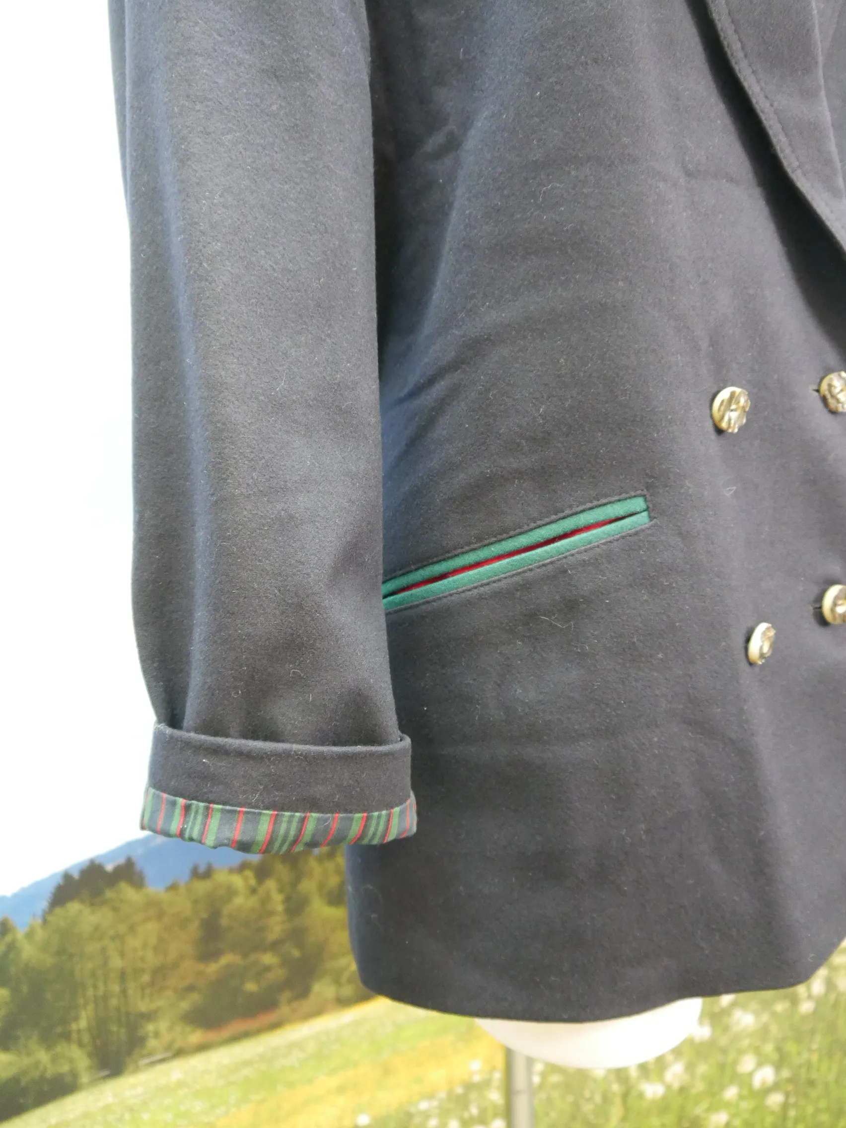 Julius Lang neuwertig blau Loden mit Hirschhornknöpfe Trachtenjacke Jacke Gr.42