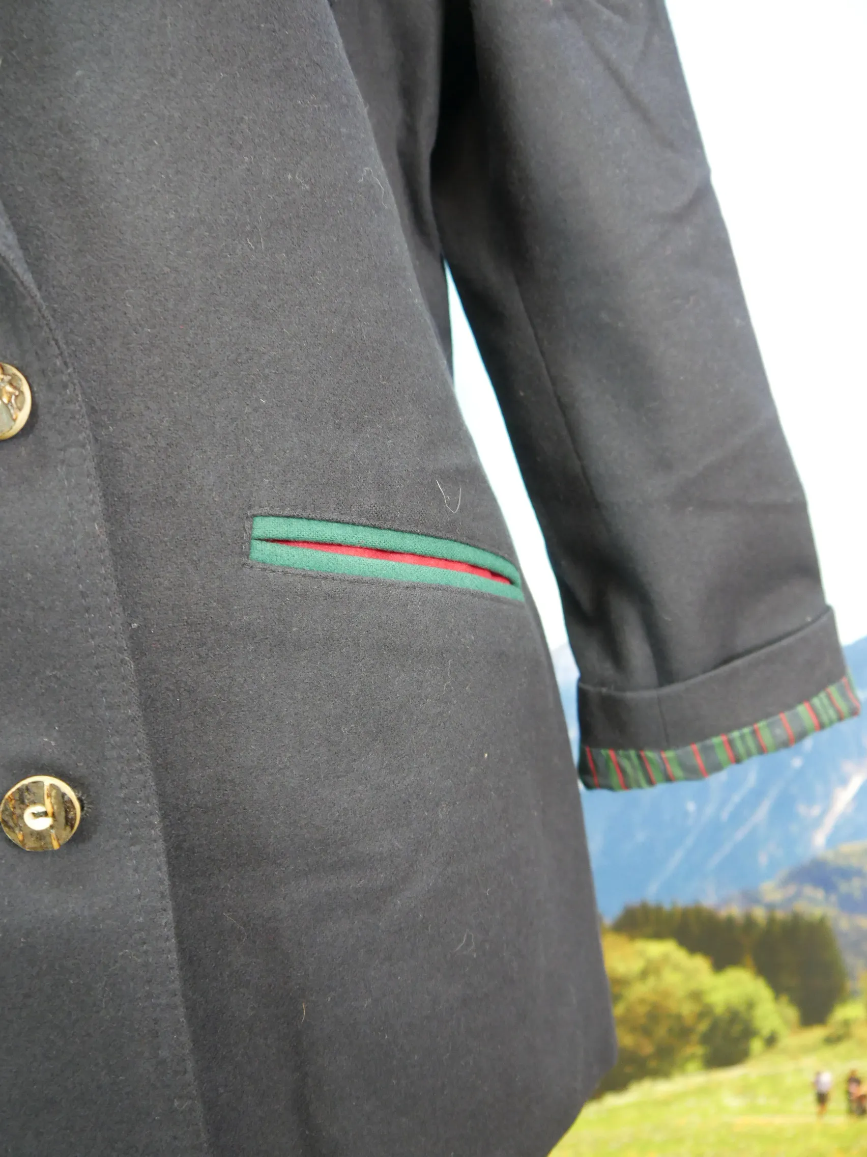 Julius Lang neuwertig blau Loden mit Hirschhornknöpfe Trachtenjacke Jacke Gr.42