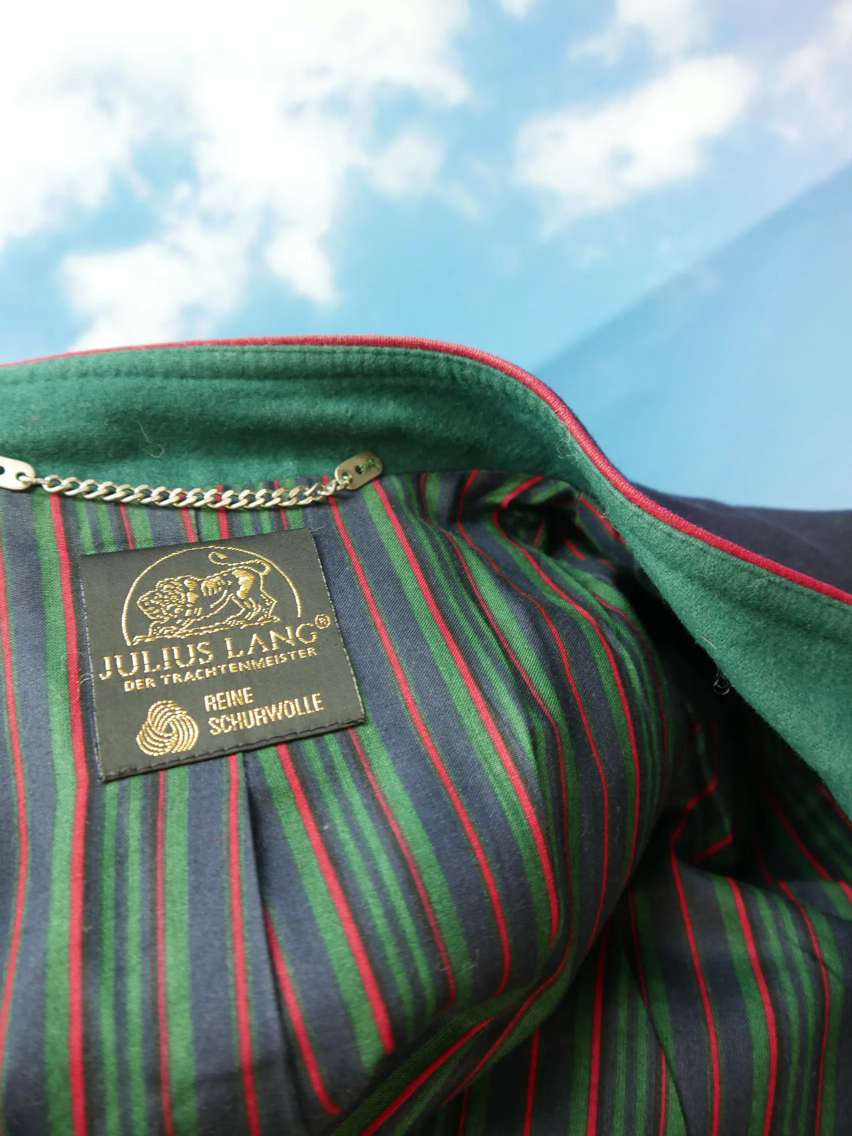 Julius Lang neuwertig blau Loden mit Hirschhornknöpfe Trachtenjacke Jacke Gr.42