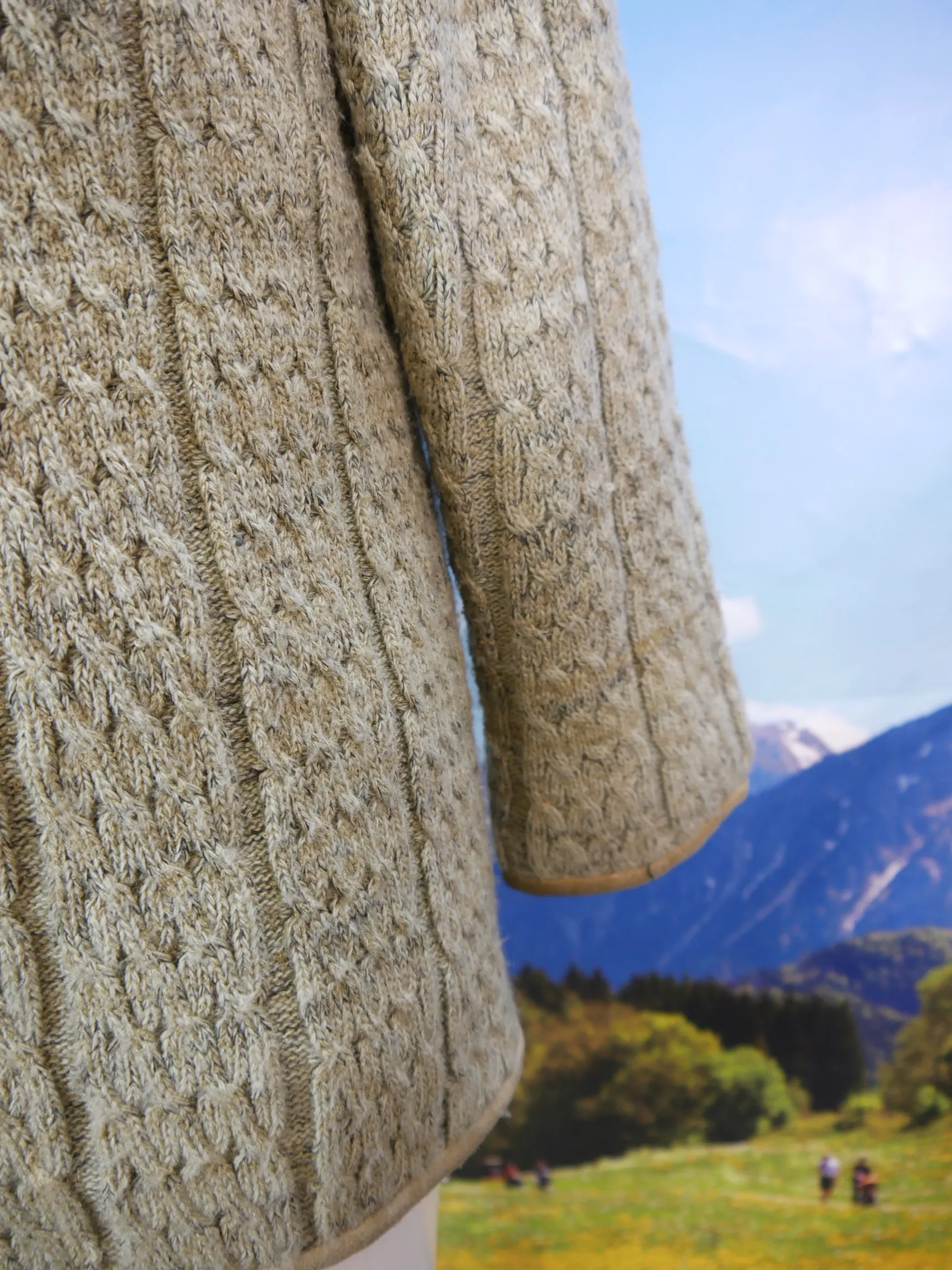 Nockstein echtes Leder beiger Janker mit Zopfmuster Trachtenjacke Jacke Gr.38